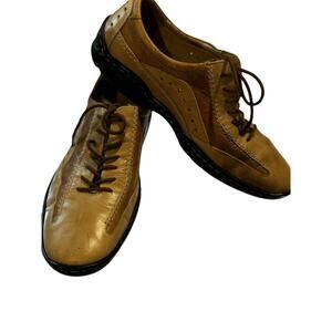 Josef Seibel Tan Leather Womens Lace Up Oxford Retro Academia, Shoe 6-6.6 grunge